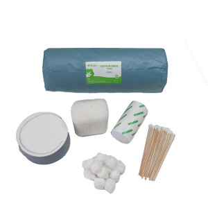 some medical supplies, like cotton tap, bandages